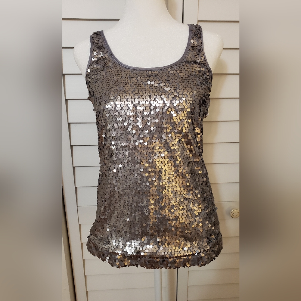 Express Top Silver Sequin Gray Tank Size XS.
